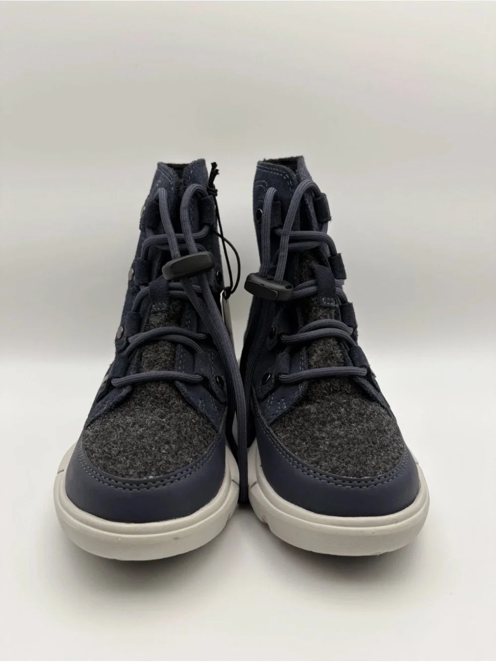 Sorel Navy and Gray Kids High-Top Winter Boots